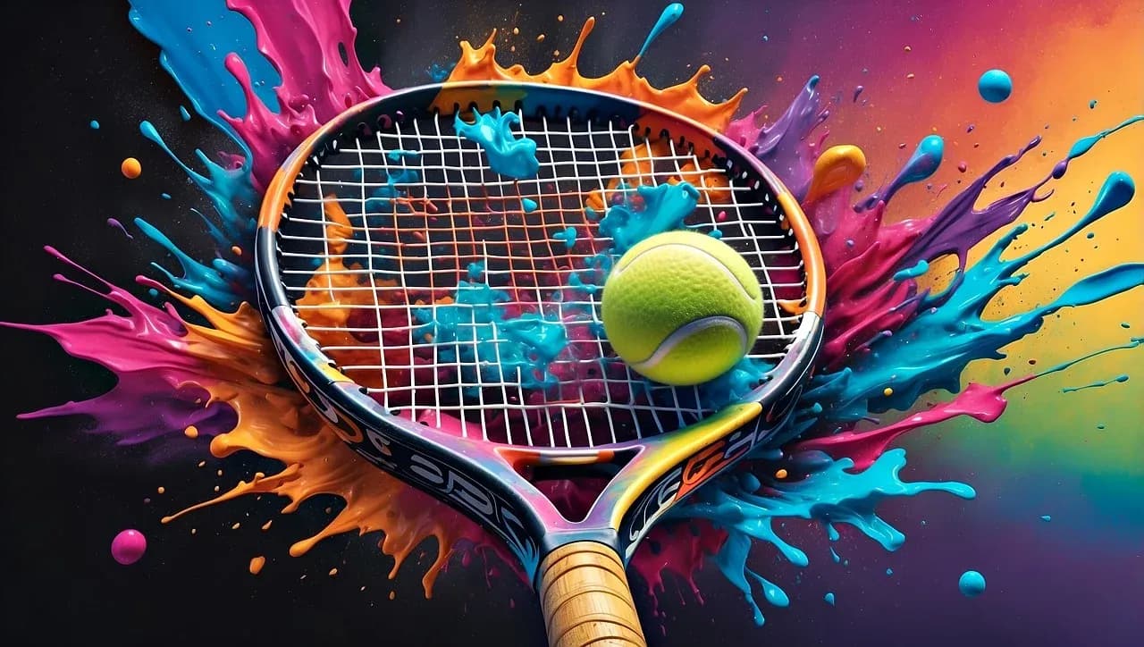 NUEVA DISEÑO CON RAQUETA Y BOLA MULTICOLOR